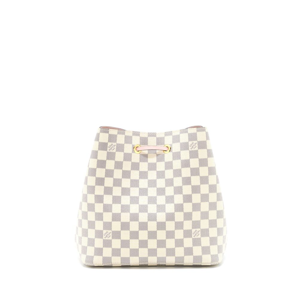 AAA Replica Louis Vuitton LV NEO NOE BUCKET BAG DAMIER AZUR/PINK GHW