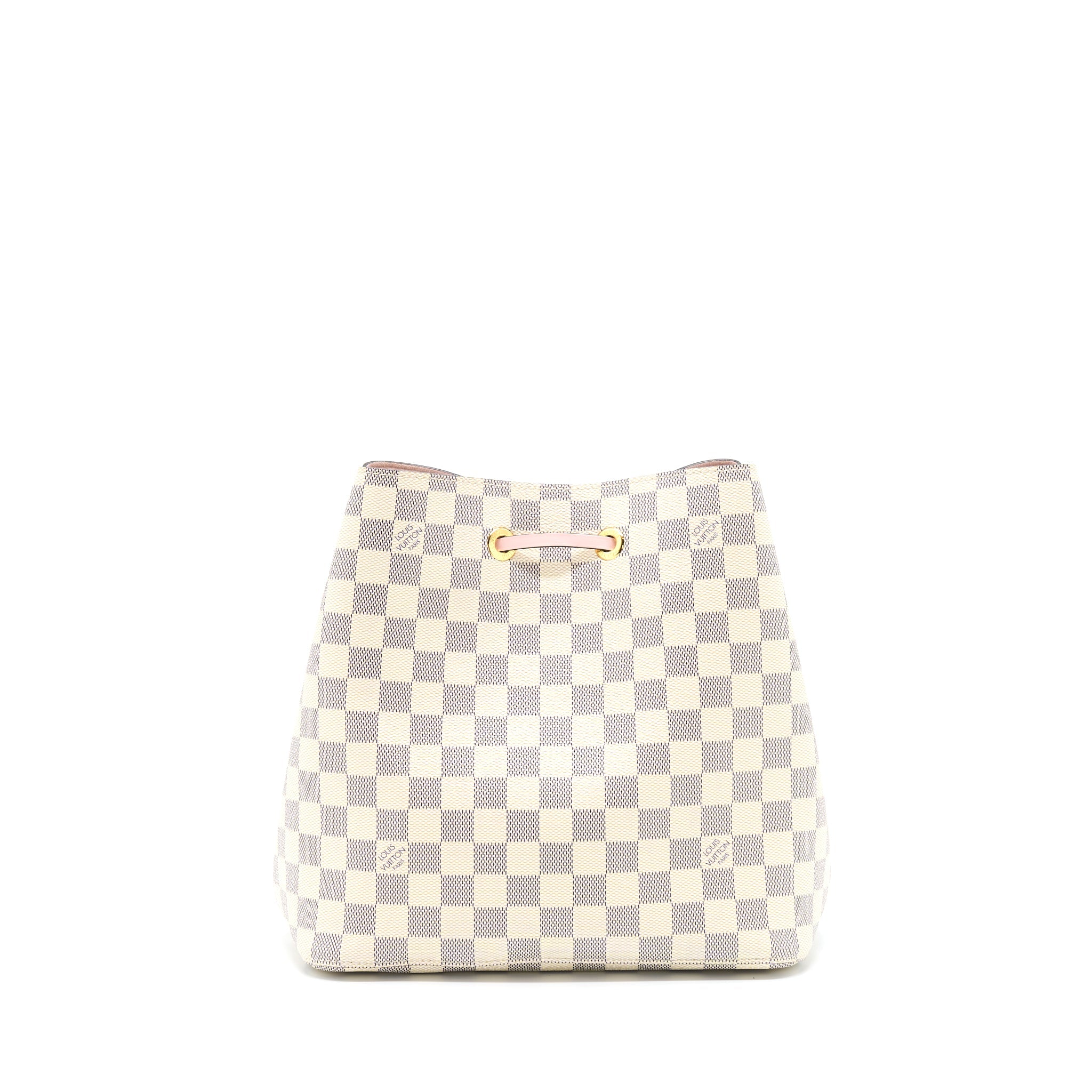 AAA Replica Louis Vuitton LV NEO NOE BUCKET BAG DAMIER AZUR/PINK GHW