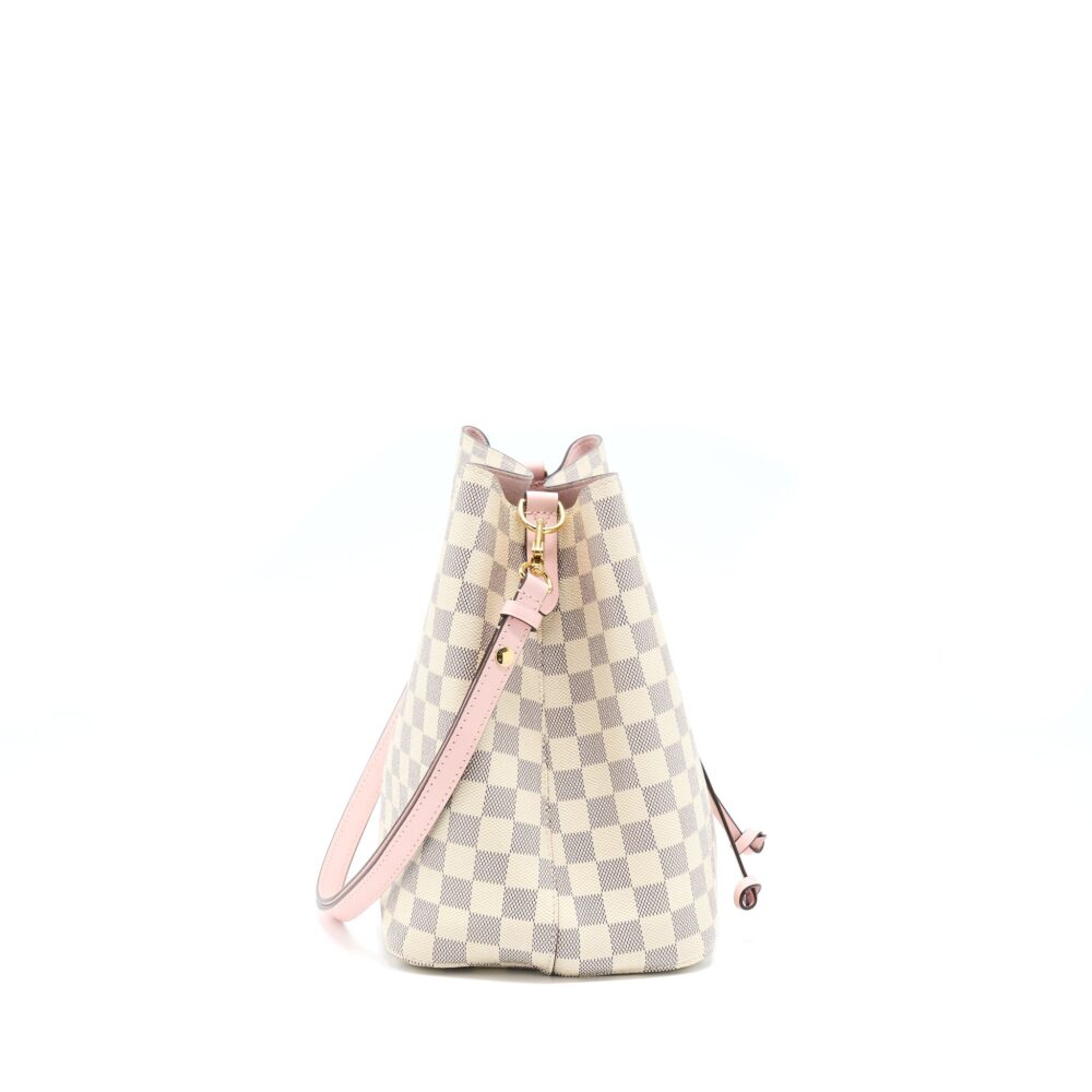 AAA Replica Louis Vuitton LV NEO NOE BUCKET BAG DAMIER AZUR/PINK GHW