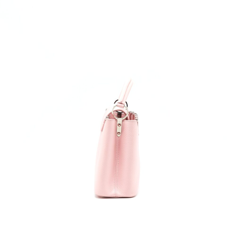 AAA Replica Louis Vuitton LV CAPUCINES BB IN PINK WITH RED FLORAL PATTERN