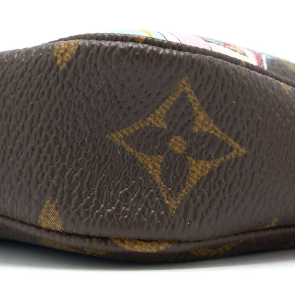 AAA Replica Louis Vuitton LV MINI POCHETTE ACCESSCORIES MONOGRAM CANVAS/HOT PINK GHW