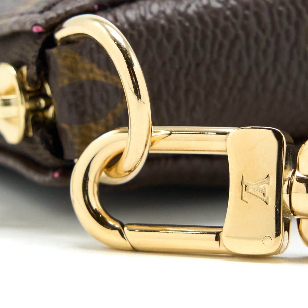 AAA Replica Louis Vuitton LV MINI POCHETTE ACCESSCORIES MONOGRAM CANVAS/HOT PINK GHW