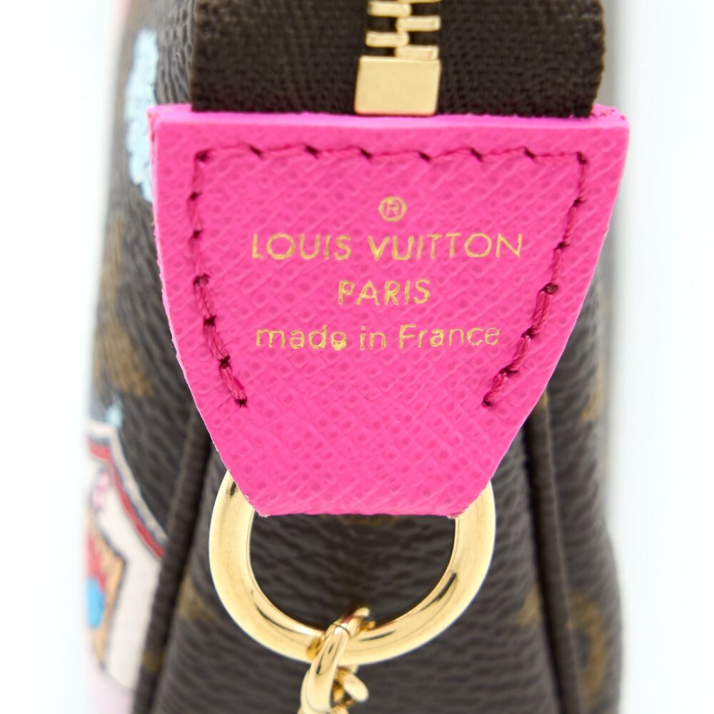 AAA Replica Louis Vuitton LV MINI POCHETTE ACCESSCORIES MONOGRAM CANVAS/HOT PINK GHW