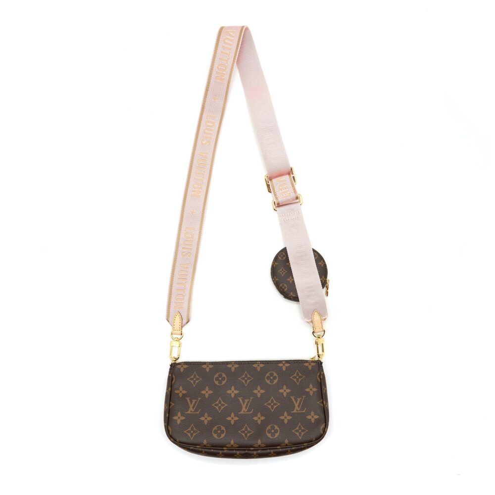 AAA Replica Louis Vuitton LV MULTI POCHETTE ACCESSORIES MONOGRAM CANVAS ROSE CLAIR GHW