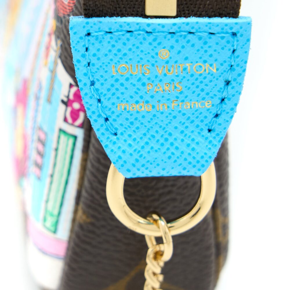 AAA Replica Louis Vuitton LV MINI POCHETTE ACCESSORIES MONOGRAM CANVAS/BLUE GHW