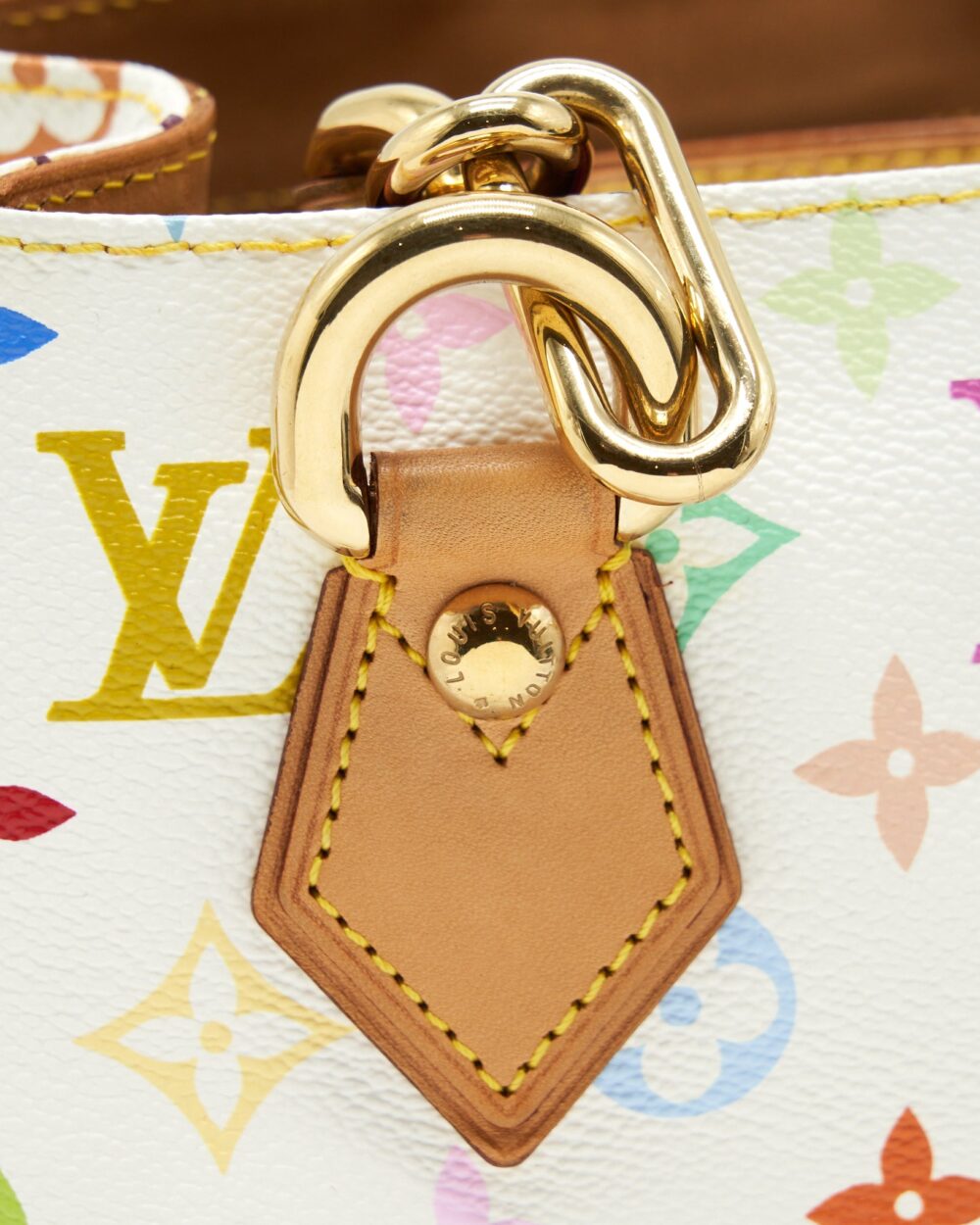 AAA Replica Louis Vuitton LV VINTAGE TOTE BAG WHITE/MULTICOLOUR GHW
