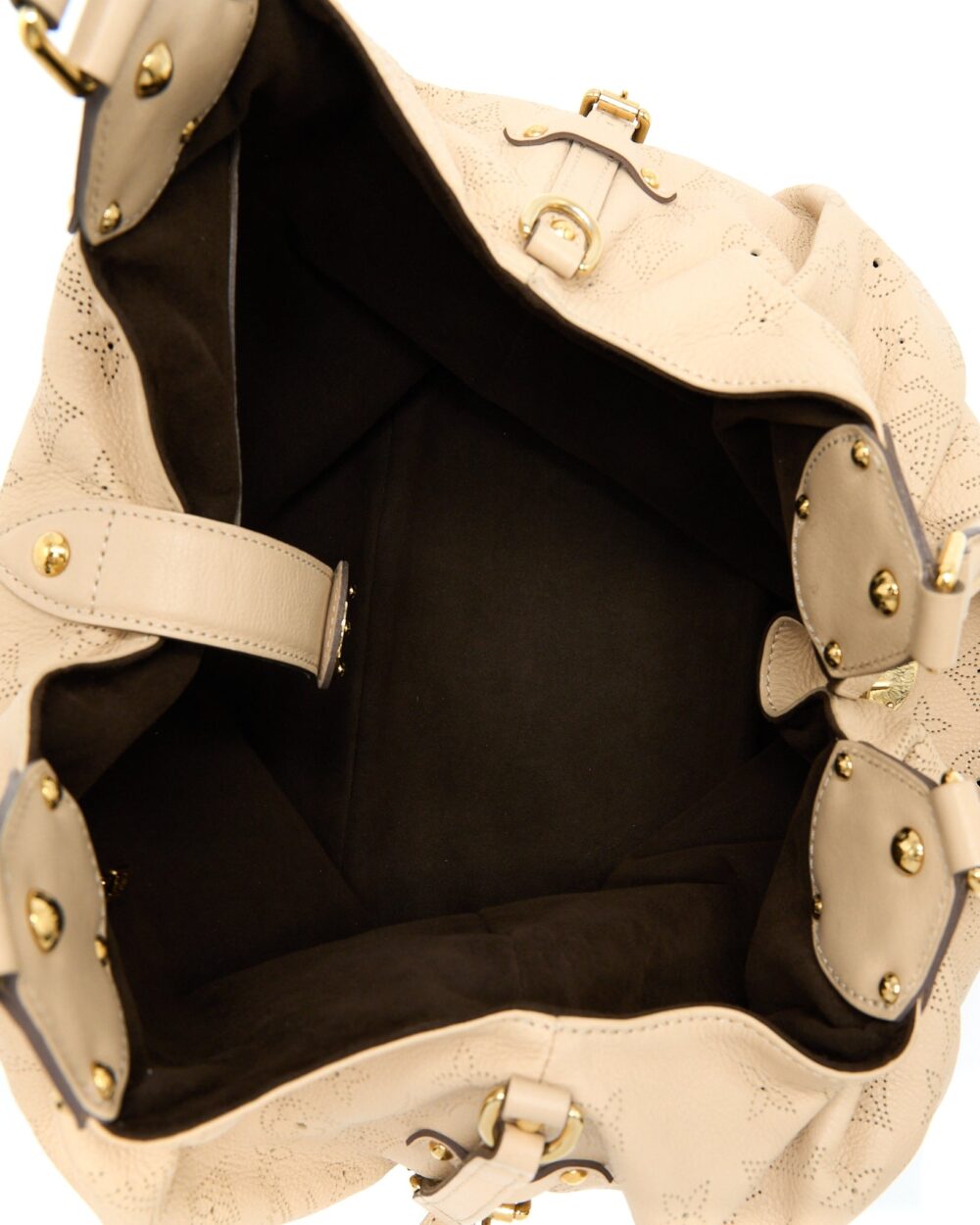 AAA Replica Louis Vuitton LV MAHINA HINA SHOULDER BAG BEIGE GHW