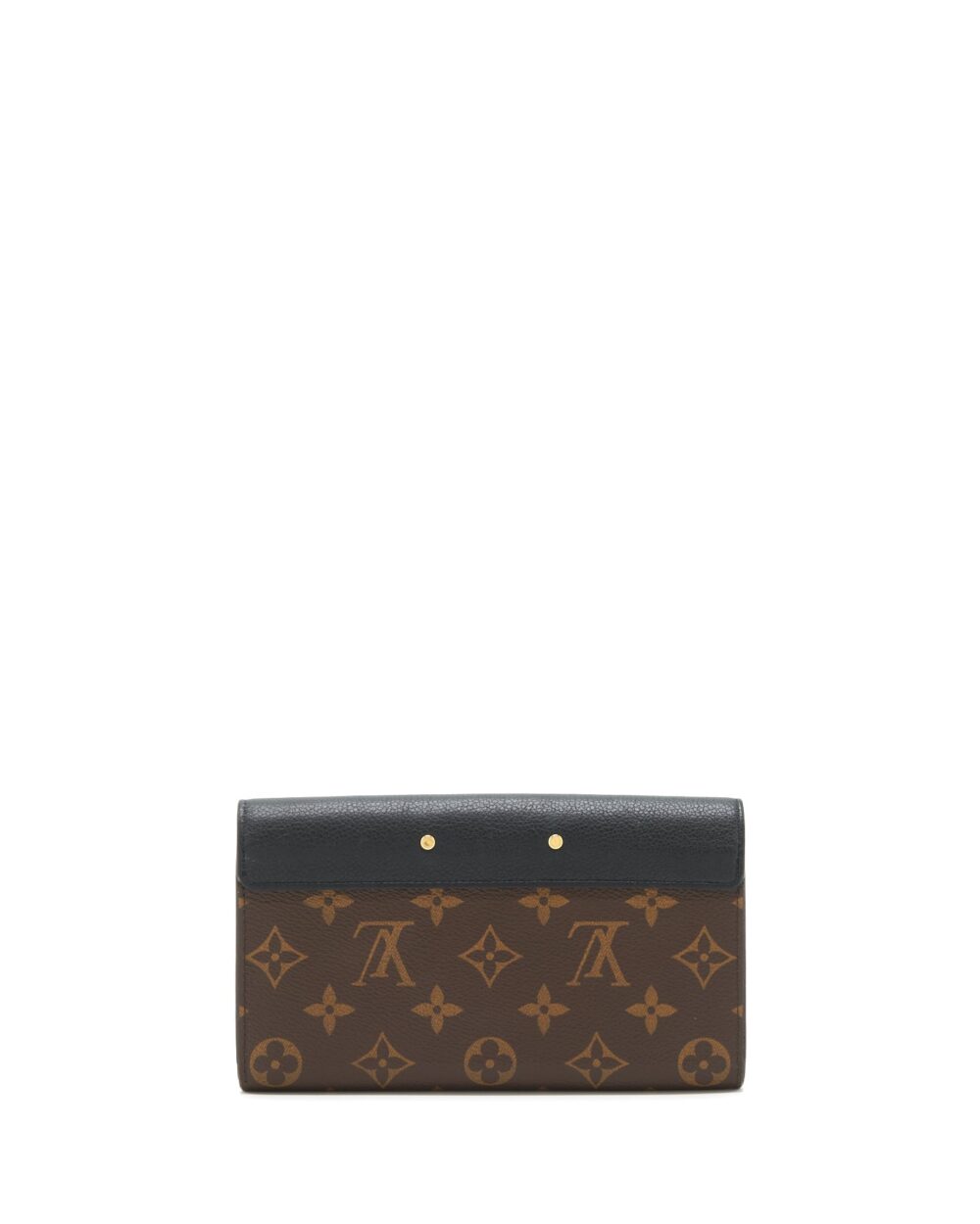 AAA Replica Louis Vuitton LV LONG WALLET BLACK/MONOGRAM CANVAS GHW