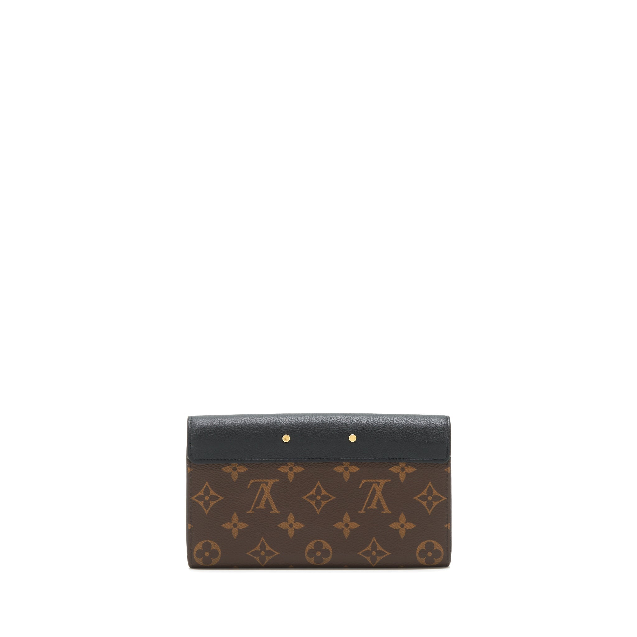 AAA Replica Louis Vuitton LV LONG WALLET BLACK/MONOGRAM CANVAS GHW