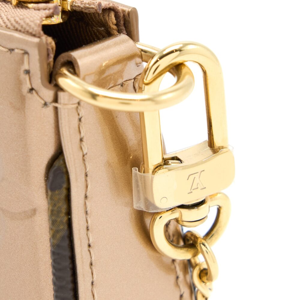 AAA Replica Louis Vuitton LV MINI POCHETTE ACCESSORIES PATENT BRONZE GHW (NEW VERSION)