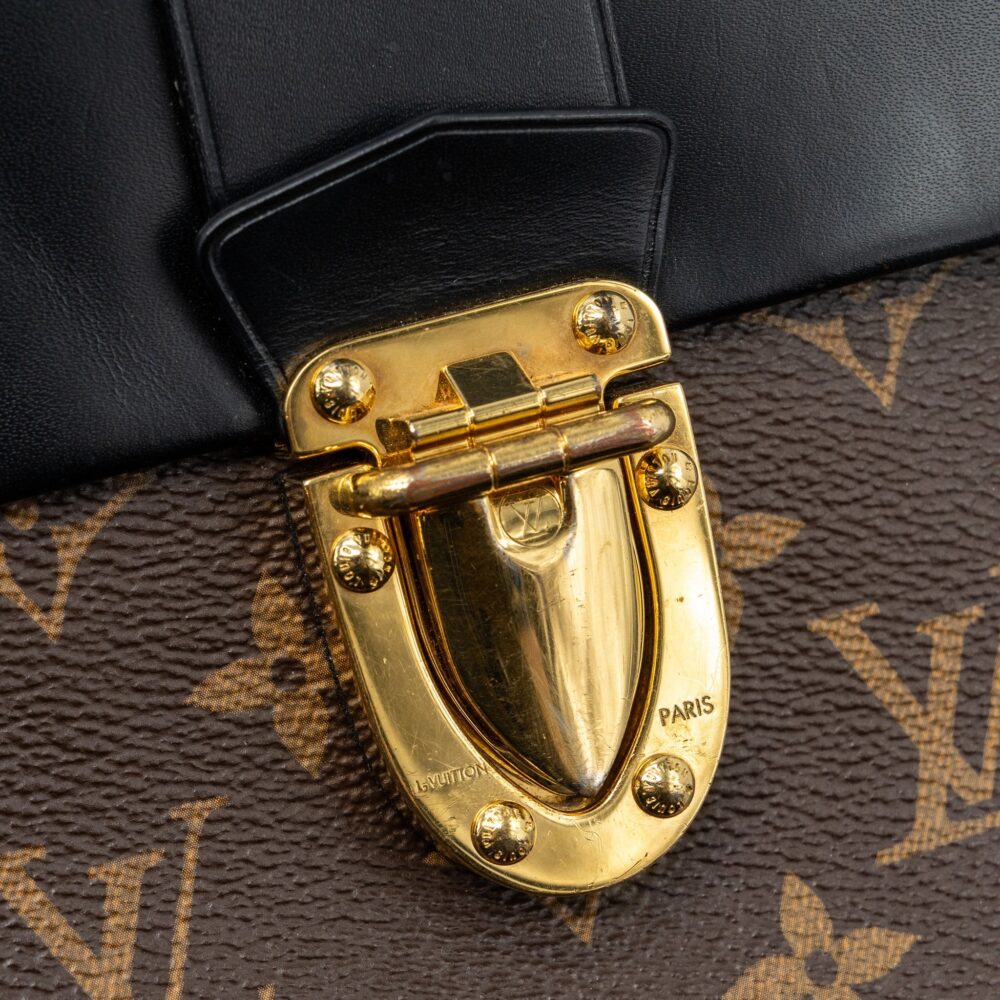 AAA Replica Louis Vuitton LV TOP HANDLE FLAP BAG MONOGRAM CANVAS / CALFSKIN BLACK GHW