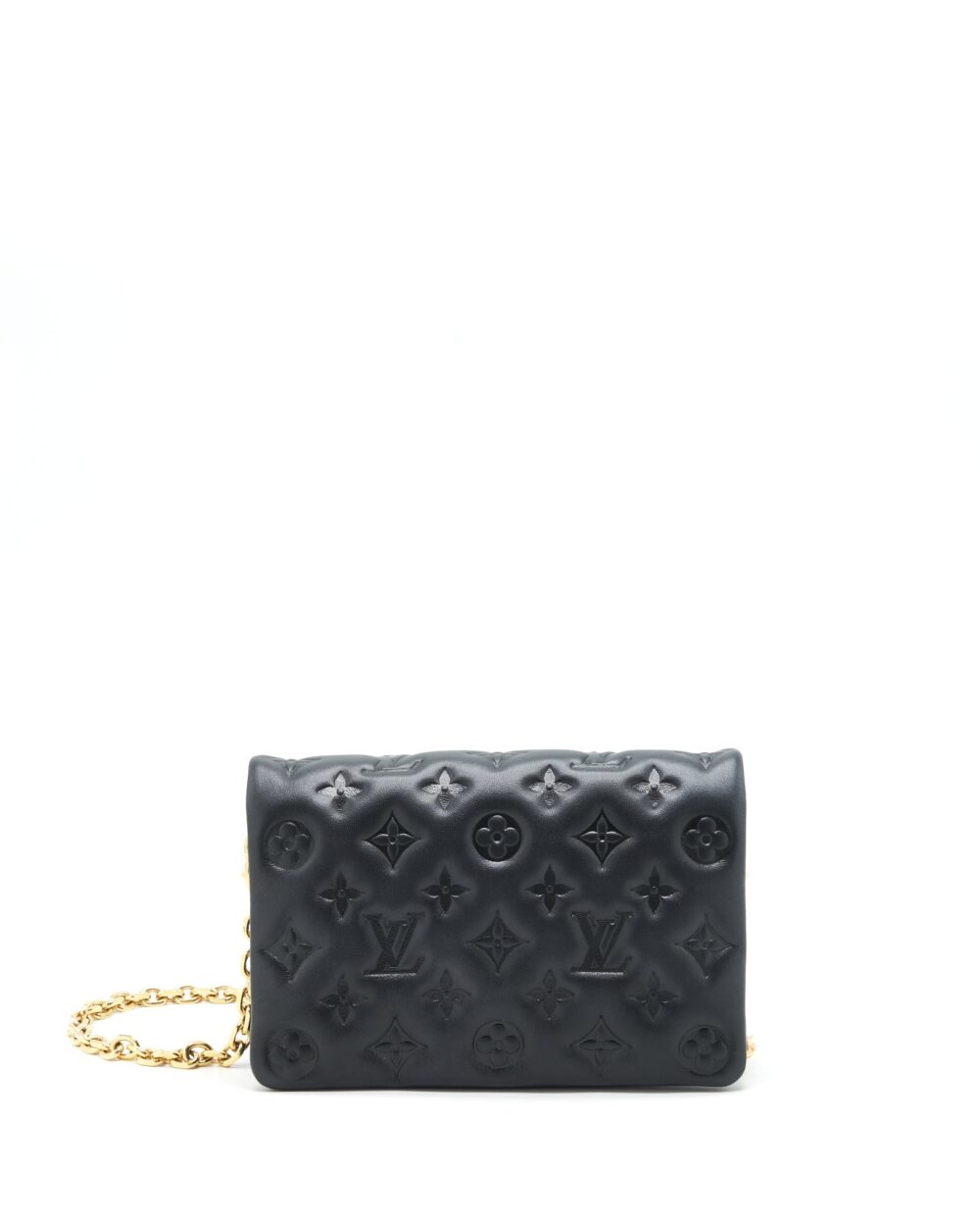 AAA Replica Louis Vuitton LV POCHETTE COUSSIN LAMBSKIN BLACK GHW