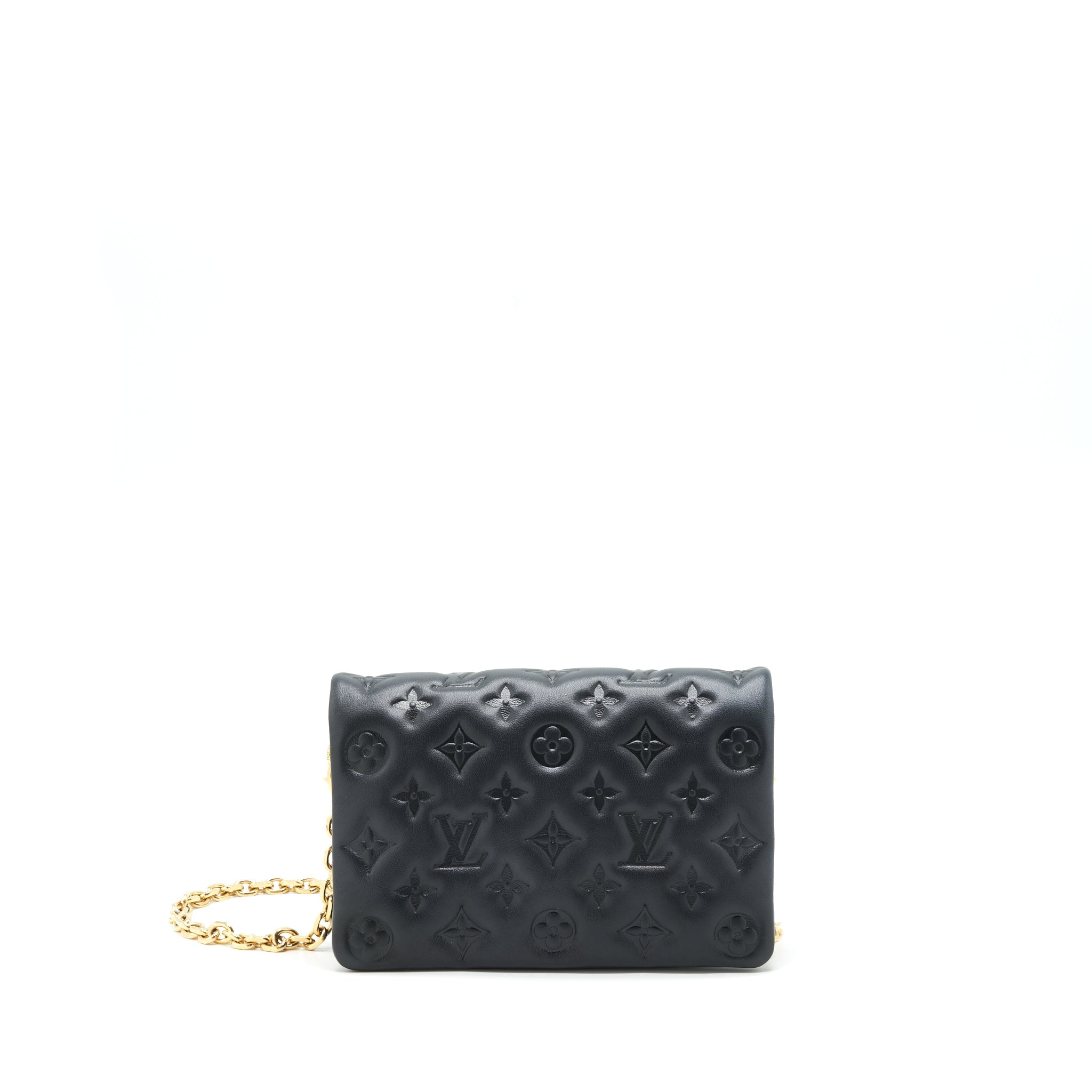 AAA Replica Louis Vuitton LV POCHETTE COUSSIN LAMBSKIN BLACK GHW