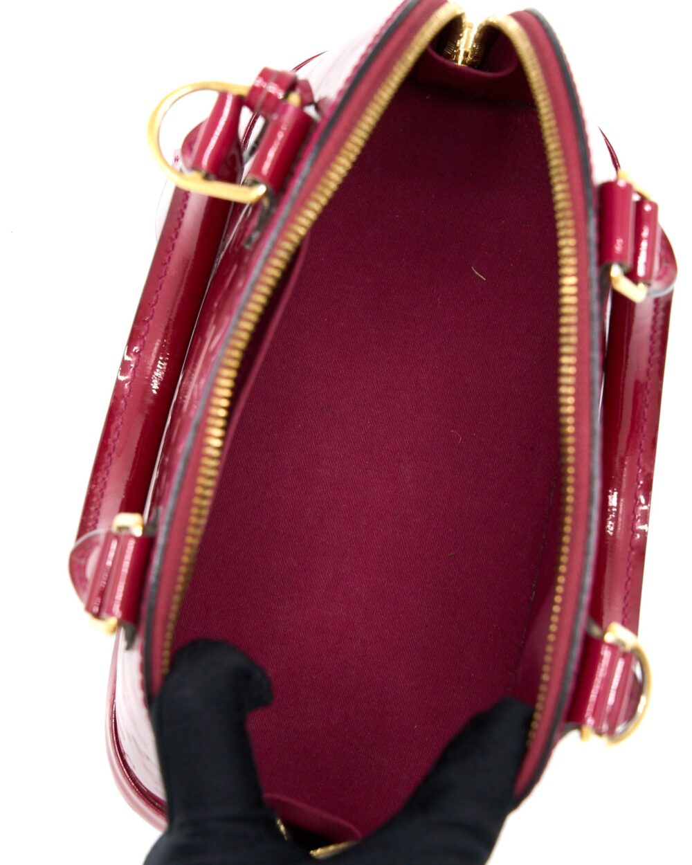 AAA Replica Louis Vuitton LV ALMA BB PATENT INDIAN ROSE GHW