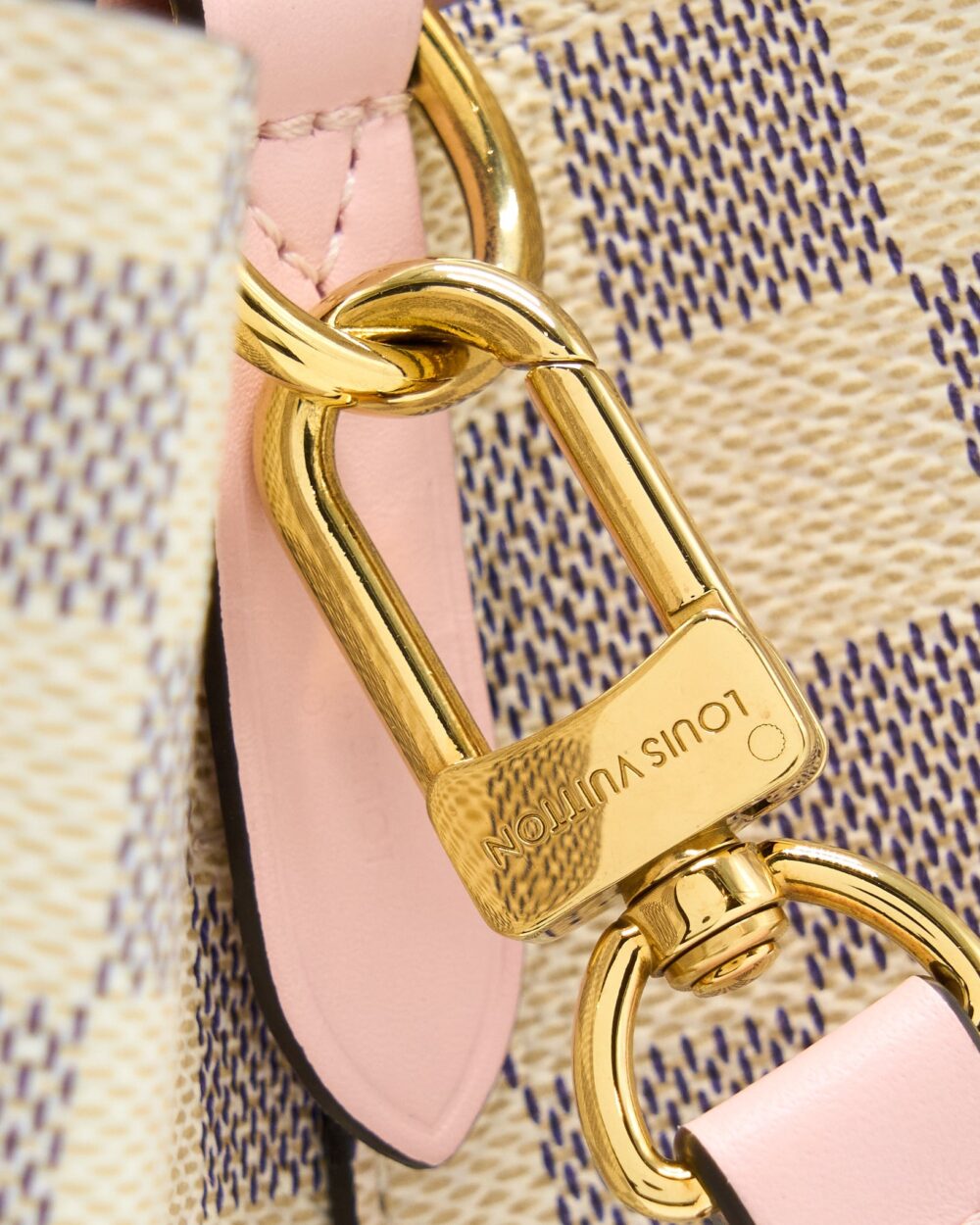 AAA Replica Louis Vuitton LV NEO NOE BUCKET BAG DAMIER AZUR/PINK GHW