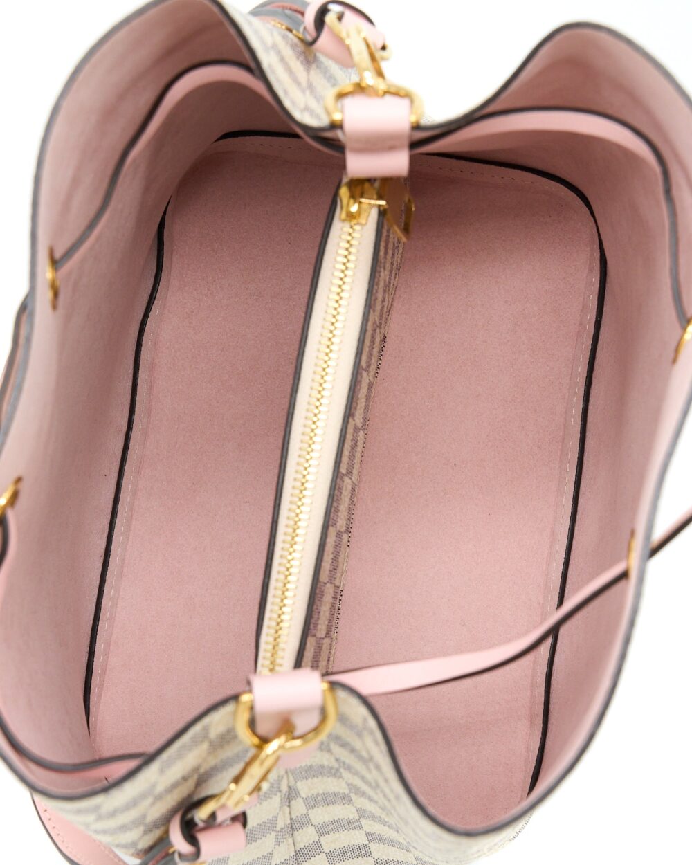 AAA Replica Louis Vuitton LV NEO NOE BUCKET BAG DAMIER AZUR/PINK GHW