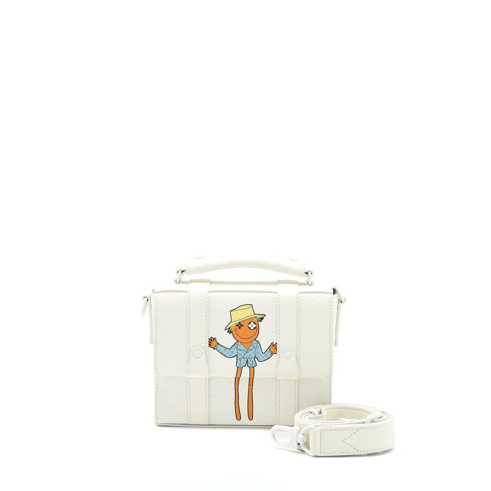 AAA Replica Louis Vuitton LV SCARECROW PRINTED FLAP BAG CALFSKIN WHITE WITH WHITE HARDWARE