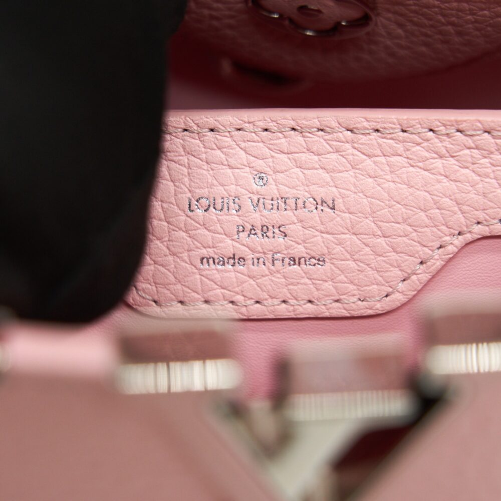 AAA Replica Louis Vuitton LV CAPUCINES BB IN PINK WITH RED FLORAL PATTERN