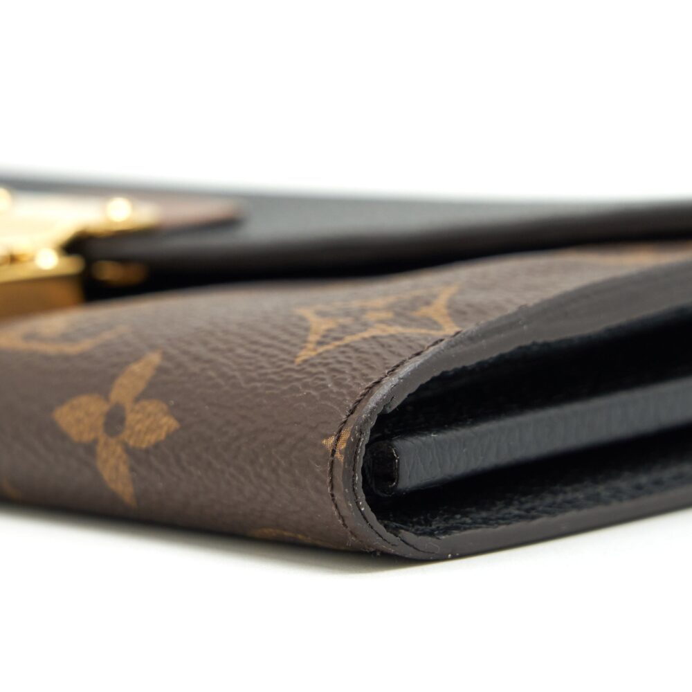 AAA Replica Louis Vuitton LV LONG WALLET BLACK/MONOGRAM CANVAS GHW
