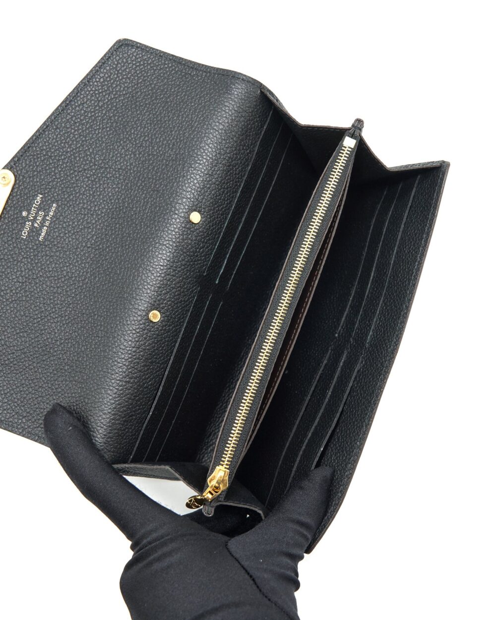 AAA Replica Louis Vuitton LV LONG WALLET BLACK/MONOGRAM CANVAS GHW
