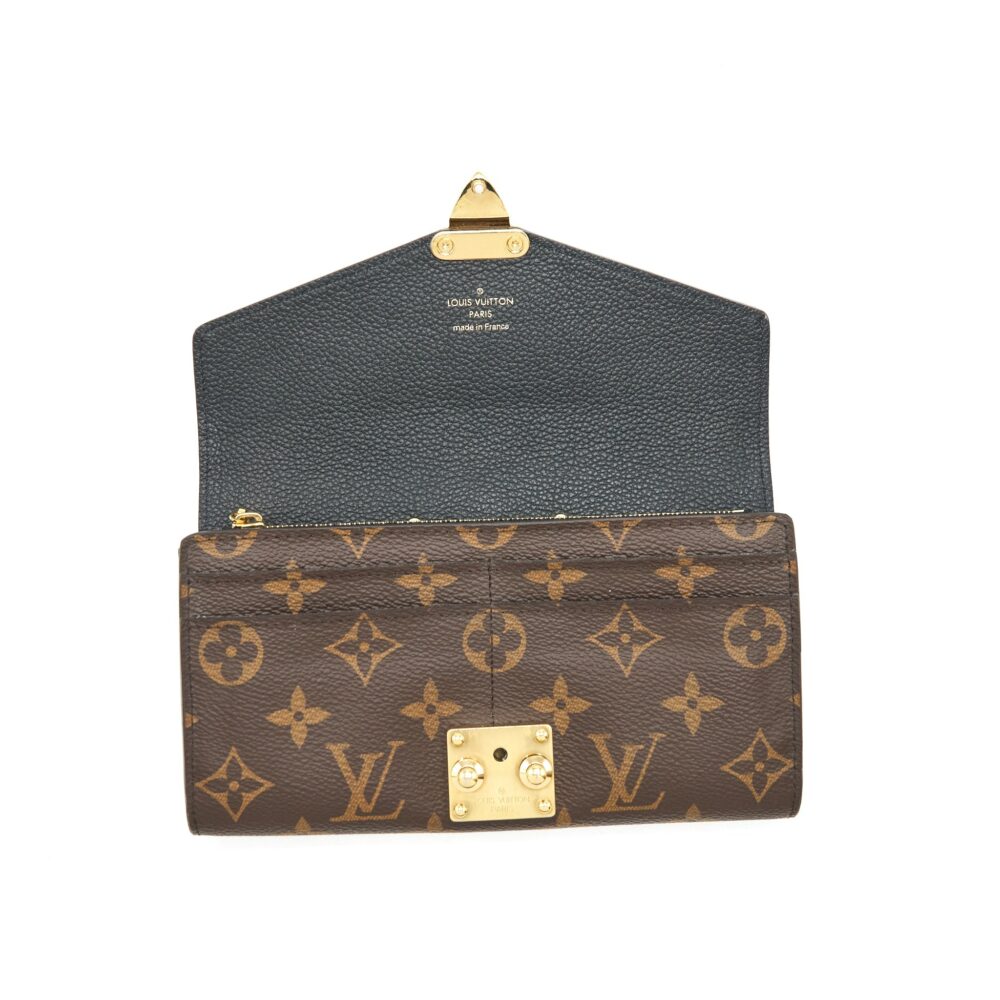 AAA Replica Louis Vuitton LV LONG WALLET BLACK/MONOGRAM CANVAS GHW