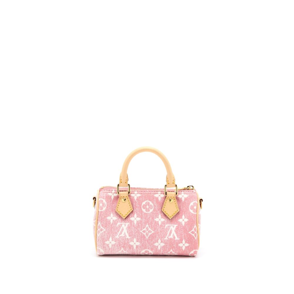 AAA Replica Louis Vuitton LV NANO SPEEDY DENIM MONOGRAM PINK GHW