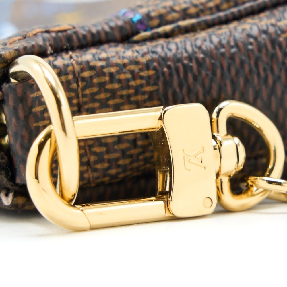 AAA Replica Louis Vuitton LV MINI POCHETTE ACCESSORIES LIMITED VIVIENNE HOLIDAYS DAMIER EBENE CANVAS GHW