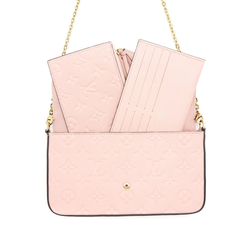 AAA Replica Louis Vuitton LV FELICIE POCHETTE MONOGRAM EMPREINTE ROSE POUDRE