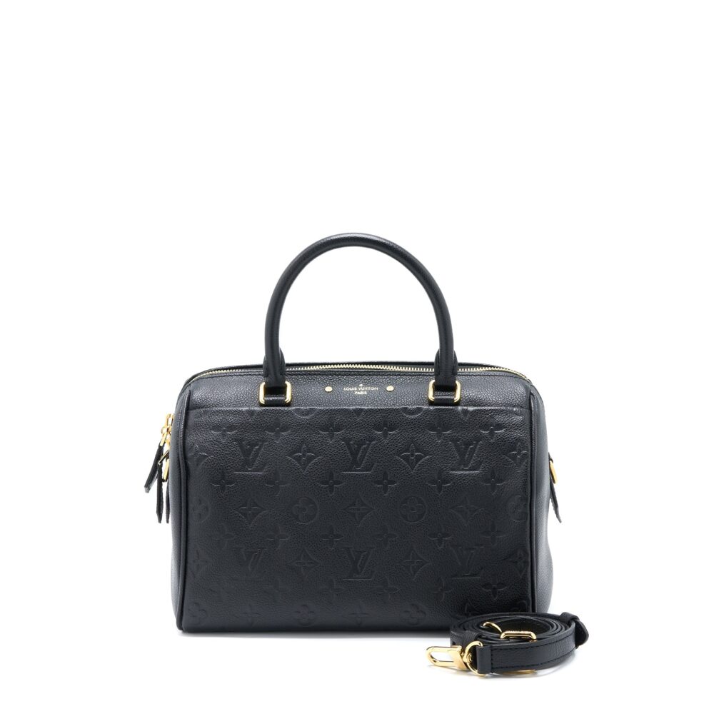 AAA Replica Louis Vuitton LV SPEEDY 25 BANDOULIERE MONOGRAM EMPREINTE BLACK GHW
