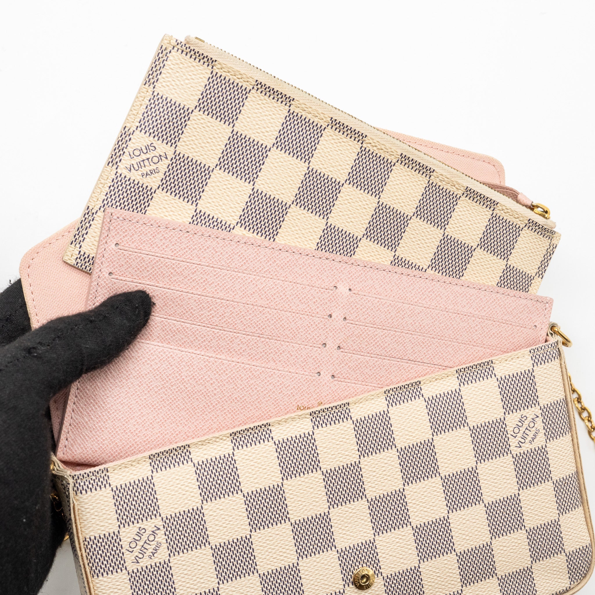 AAA Replica Louis Vuitton LV FELICIE POCHETTE DAMIER AZUR CANVAS GHW