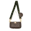 AAA Replica Louis Vuitton LV MULTI POCHETTE ACCESSORIES MONOGRAM CANVAS WITH KHAKI STRAP GHW