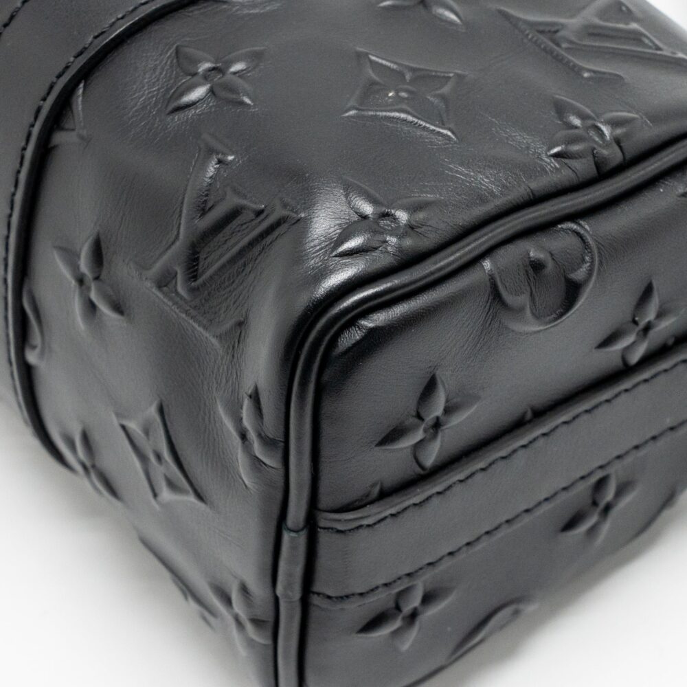AAA Replica Louis Vuitton LV KEEPALL XS MONOGRAM SEAL COWHIDE LEATHER SO BLACK