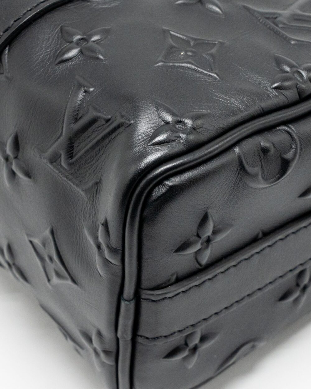 AAA Replica Louis Vuitton LV KEEPALL XS MONOGRAM SEAL COWHIDE LEATHER SO BLACK