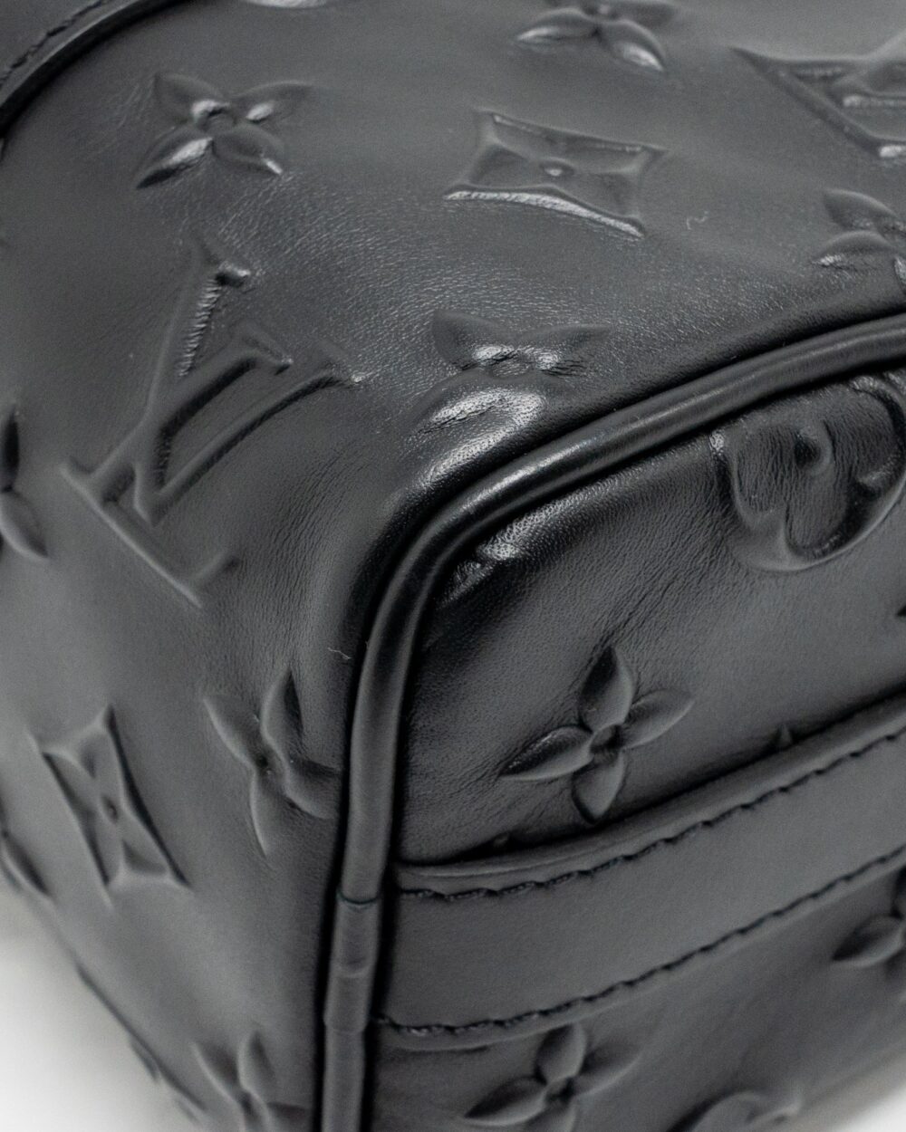 AAA Replica Louis Vuitton LV KEEPALL XS MONOGRAM SEAL COWHIDE LEATHER SO BLACK