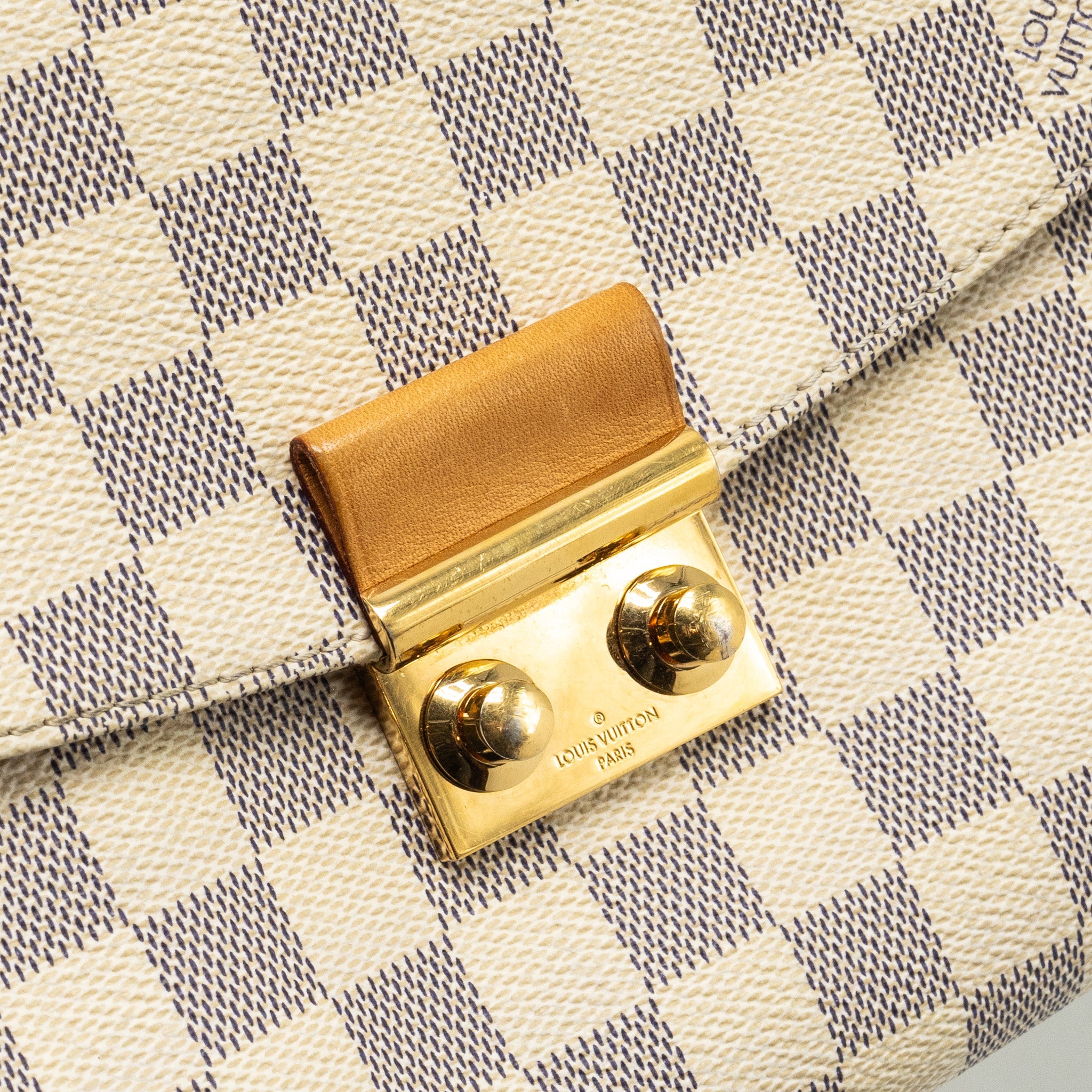 AAA Replica Louis Vuitton LV CROISETTE DAMIER AZUR CANVAS WHITE GHW