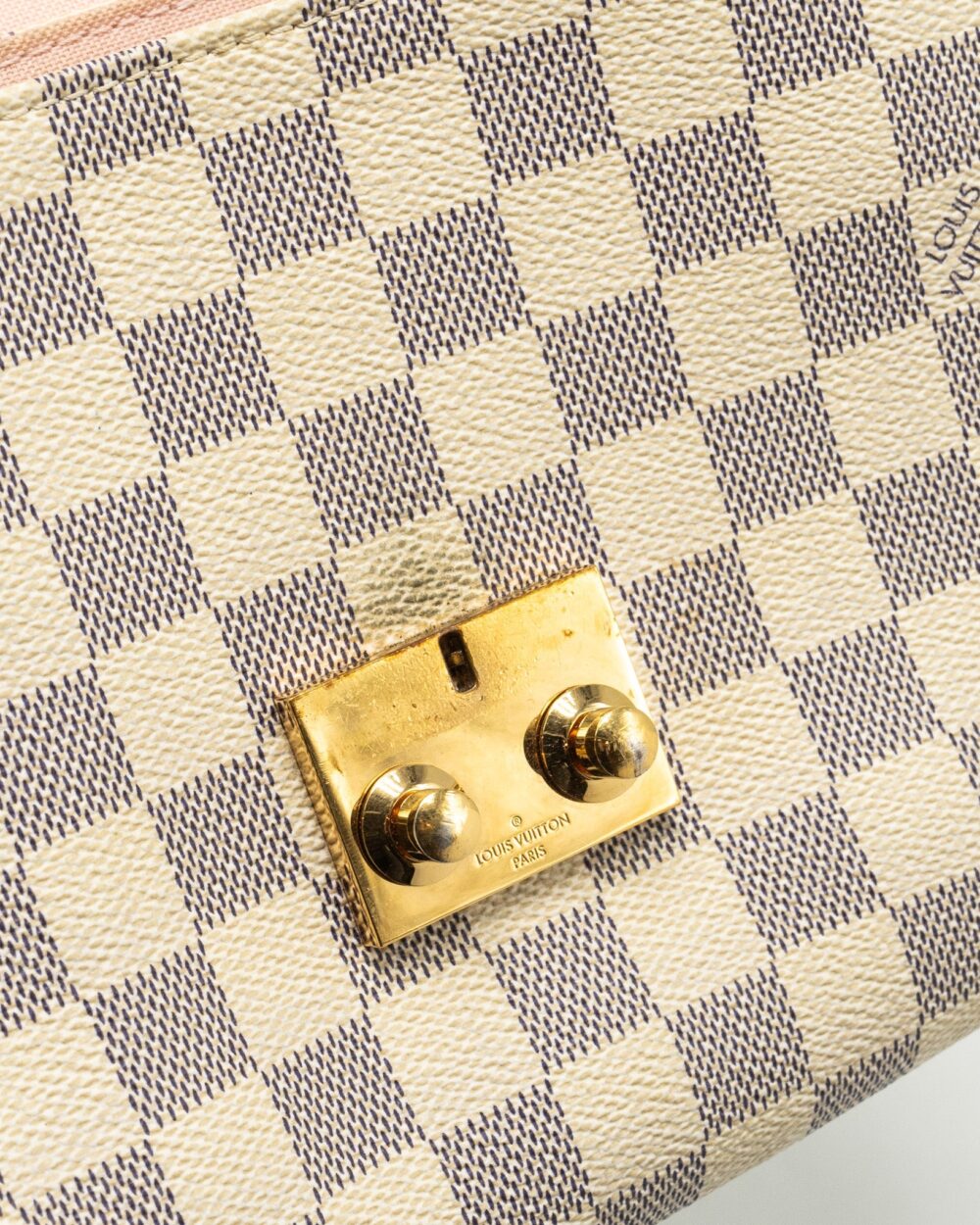 AAA Replica Louis Vuitton LV CROISETTE DAMIER AZUR CANVAS WHITE GHW 