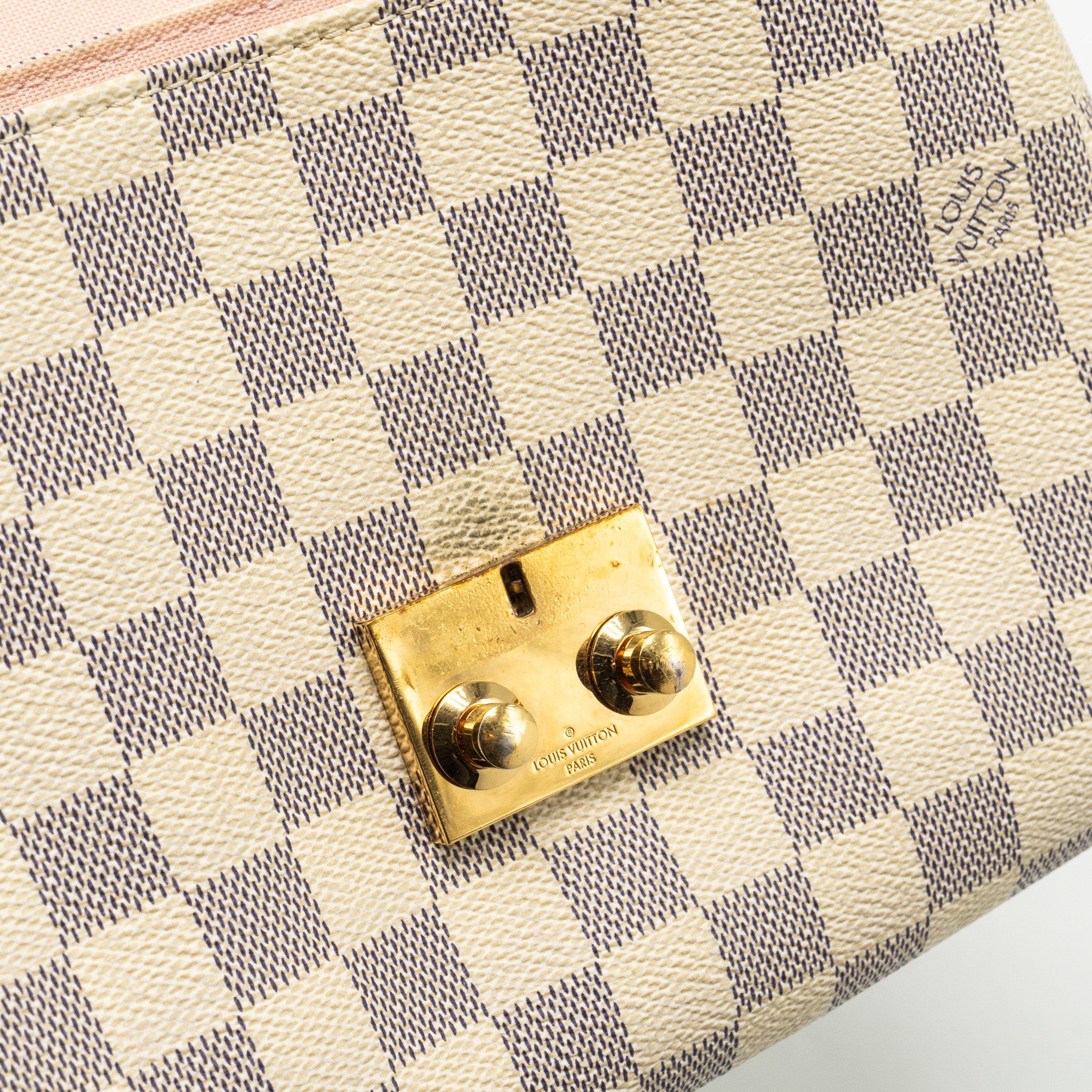 AAA Replica Louis Vuitton LV CROISETTE DAMIER AZUR CANVAS WHITE GHW