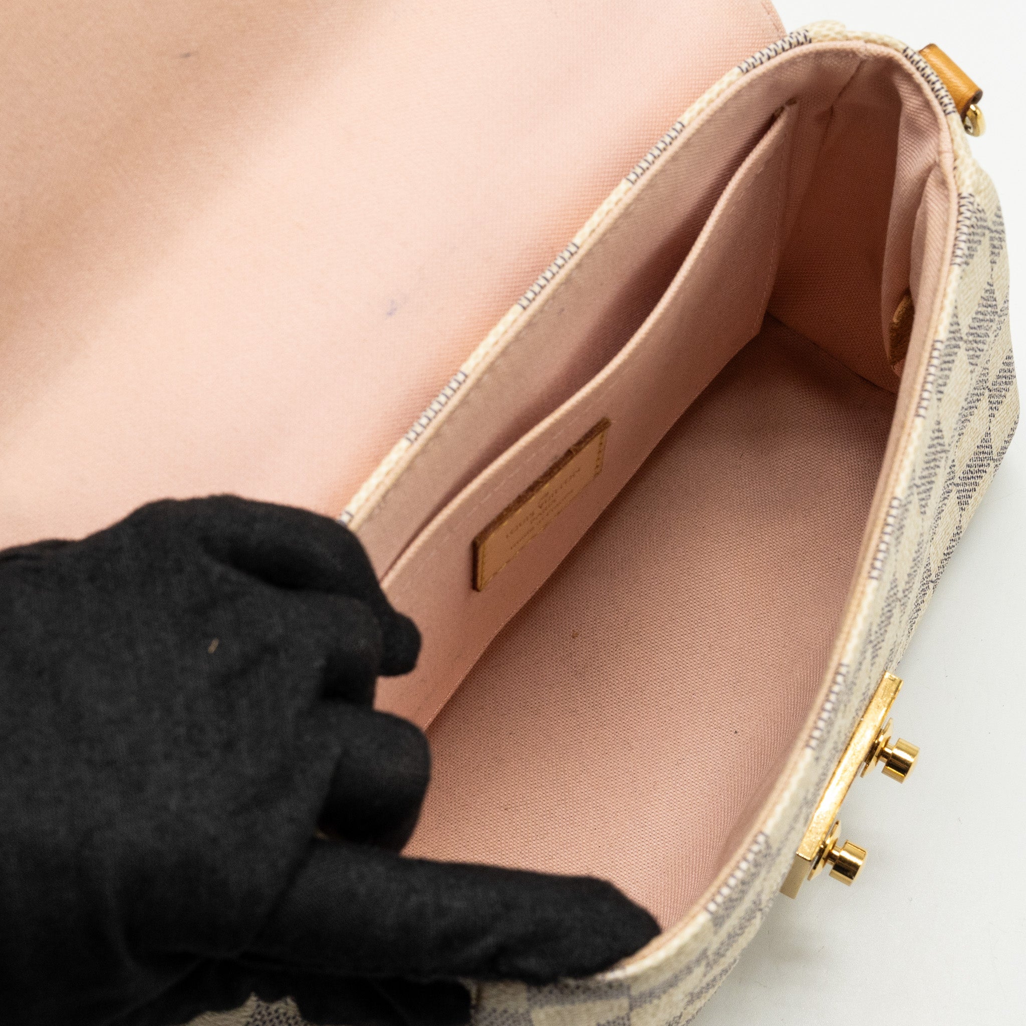 AAA Replica Louis Vuitton LV CROISETTE DAMIER AZUR CANVAS WHITE GHW