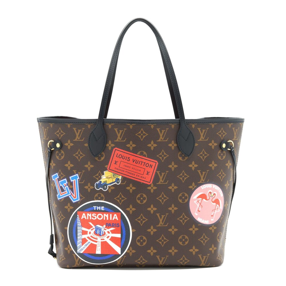 AAA Replica Louis Vuitton LV NEVERFULL MM MY LV WORLD TOUR MONOGRAM CANVAS/ BLACK