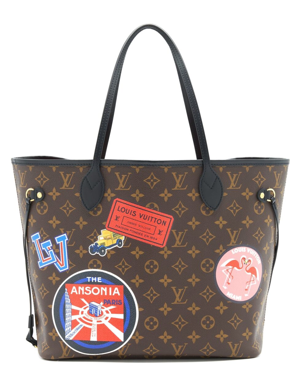 AAA Replica Louis Vuitton LV NEVERFULL MM MY LV WORLD TOUR MONOGRAM CANVAS/ BLACK