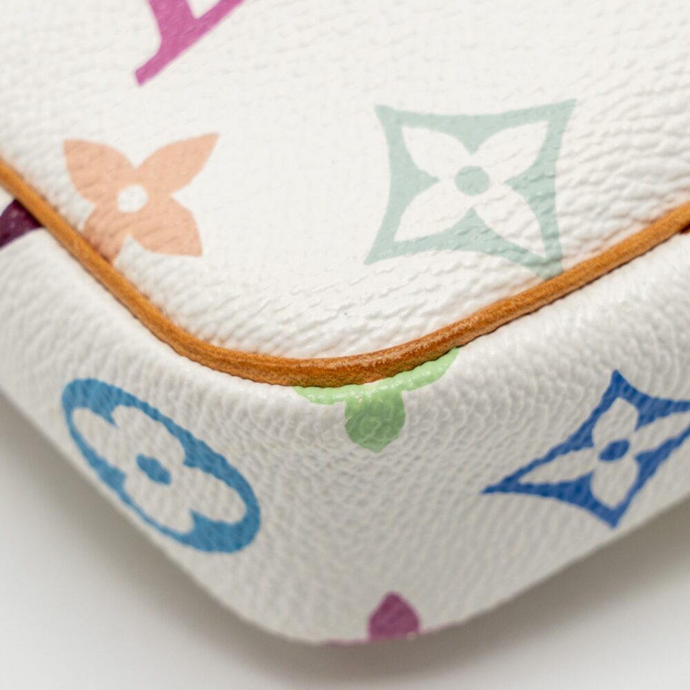 AAA Replica Louis Vuitton LV TAKASHI MURAKAMI POCHETTE ACCESSORIES MONOGRAM WHITE/MULTICOLOUR GHW