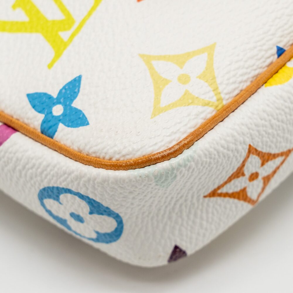AAA Replica Louis Vuitton LV TAKASHI MURAKAMI POCHETTE ACCESSORIES MONOGRAM WHITE/MULTICOLOUR GHW