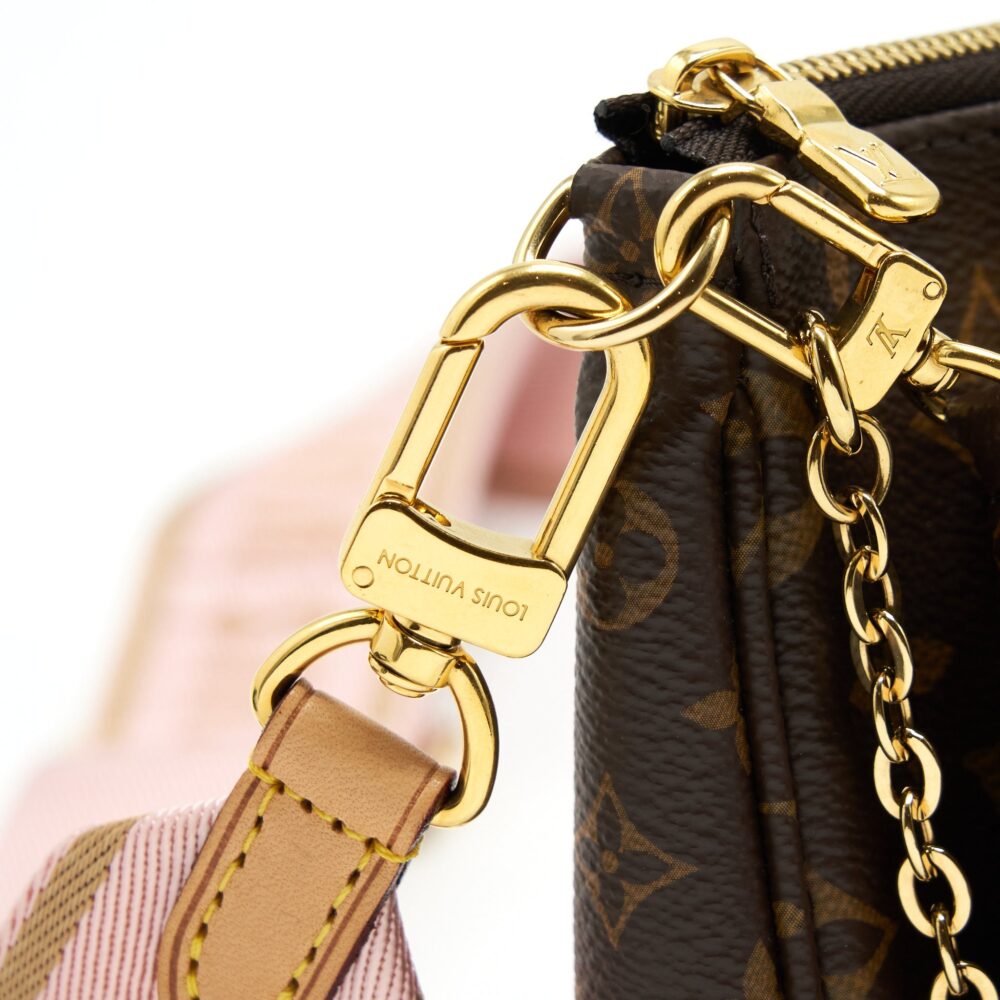 AAA Replica Louis Vuitton LV MULTI POCHETTE ACCESSORIES PINK STRAP MONOGRAM CANVAS GHW
