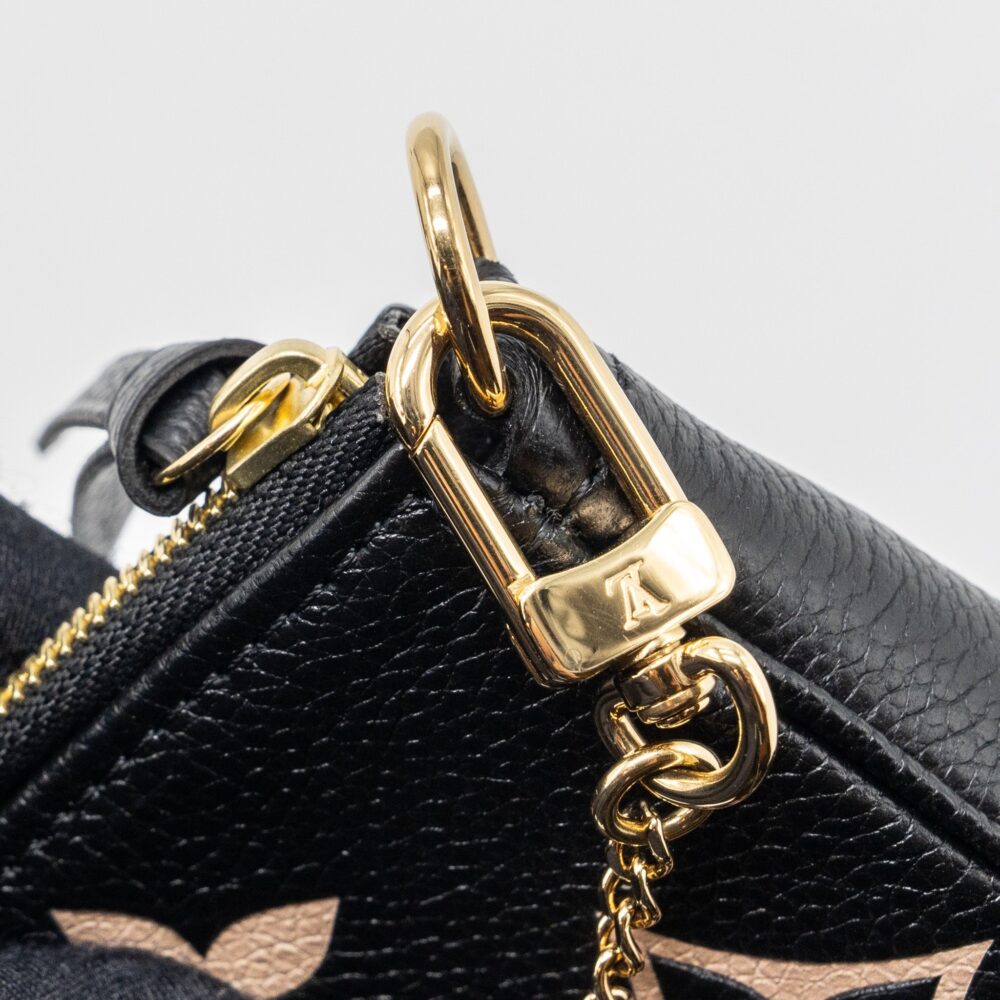 AAA Replica Louis Vuitton LV MINI POCHETTE ACCESSORIES MONOGRAM EMPREINTE BLACK/ BEIGE GHW