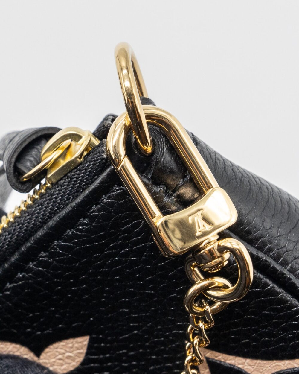 AAA Replica Louis Vuitton LV MINI POCHETTE ACCESSORIES MONOGRAM EMPREINTE BLACK/ BEIGE GHW