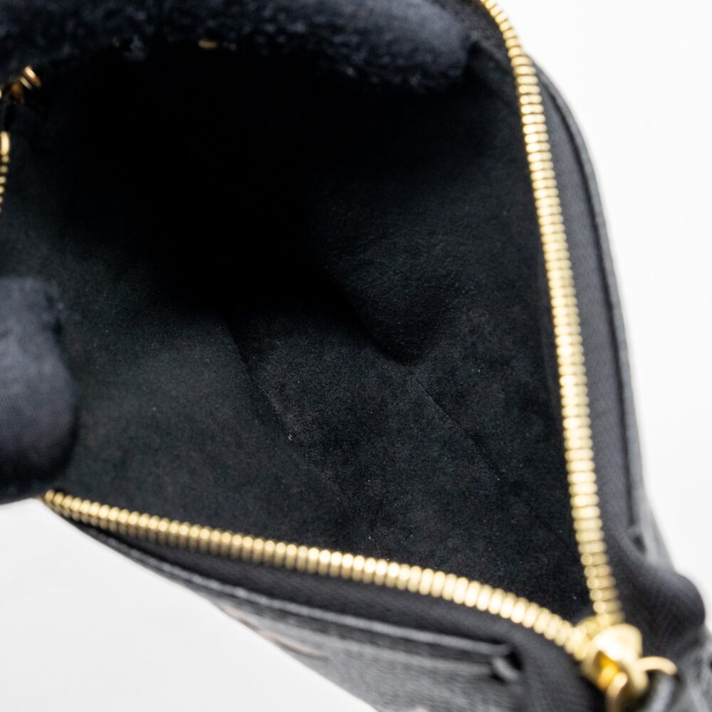 AAA Replica Louis Vuitton LV MINI POCHETTE ACCESSORIES MONOGRAM EMPREINTE BLACK/ BEIGE GHW