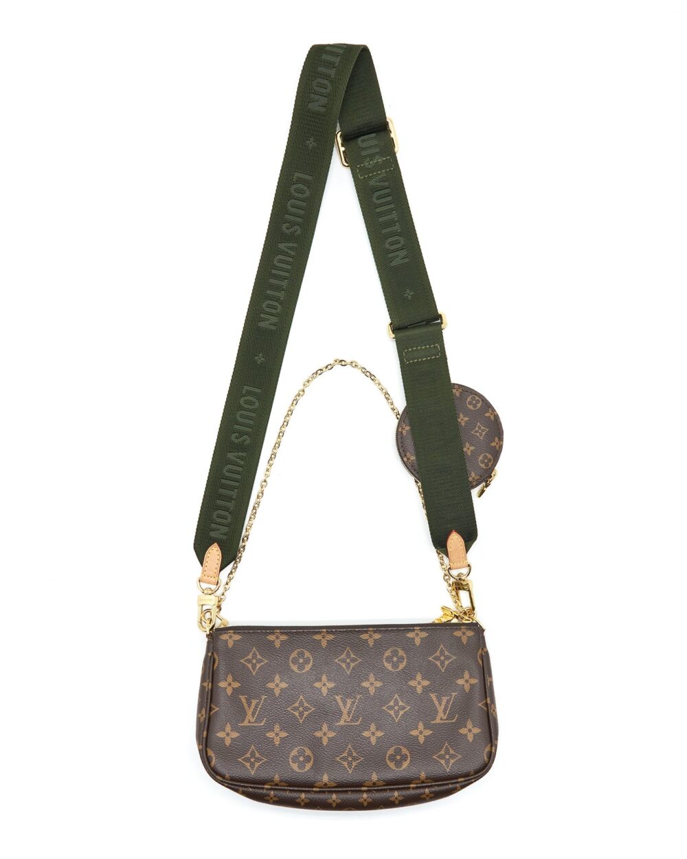 AAA Replica Louis Vuitton LV MULTI POCHETTE ACCESSORIES KHAKI MONOGRAM CANVAS GHW