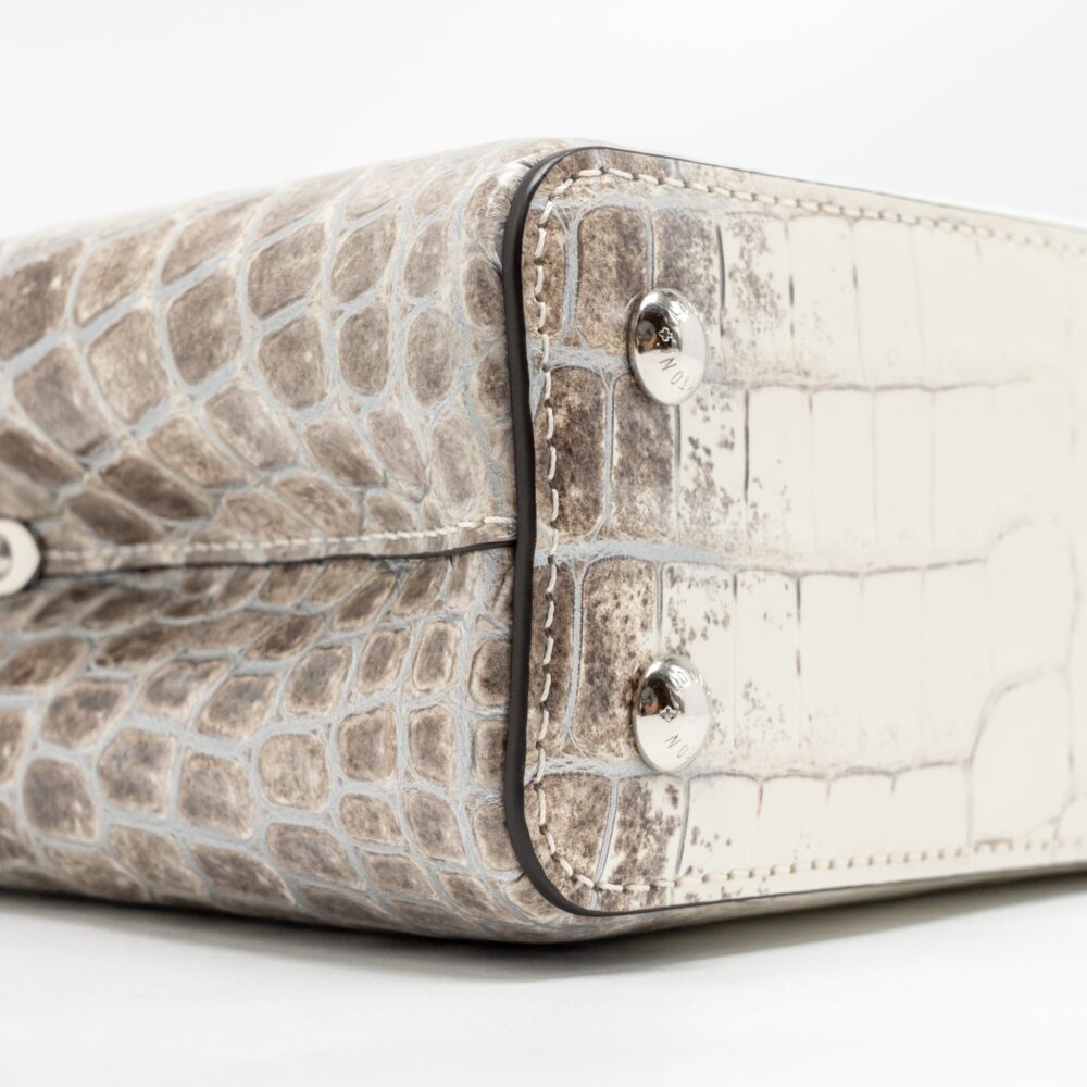 AAA Replica Louis Vuitton LV CAPUCINES MINI HIMALAYAN CROCODILE WHITE SHW