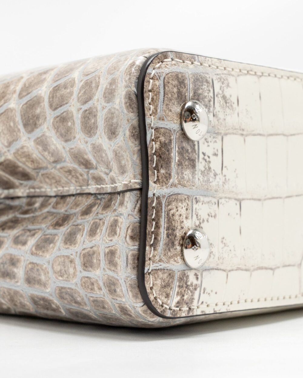 AAA Replica Louis Vuitton LV CAPUCINES MINI HIMALAYAN CROCODILE WHITE SHW