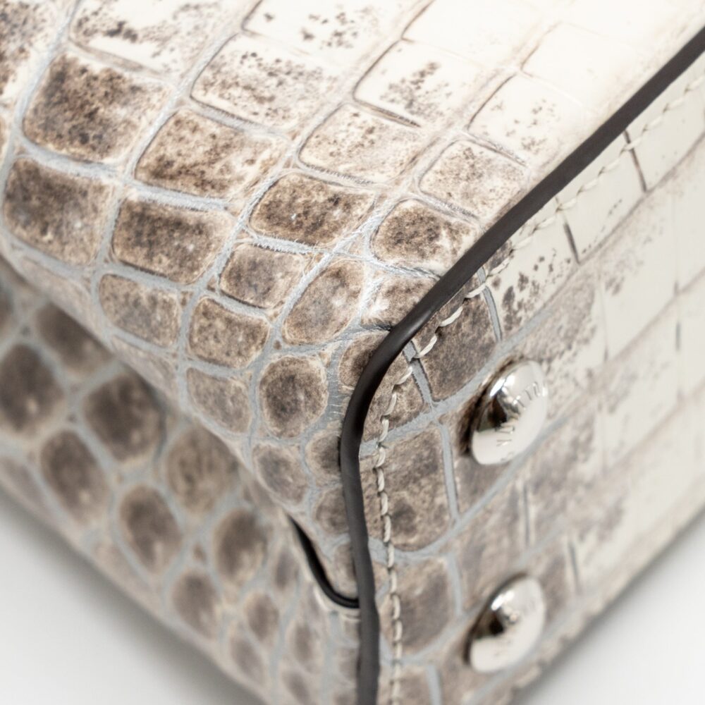 AAA Replica Louis Vuitton LV CAPUCINES MINI HIMALAYAN CROCODILE WHITE SHW